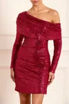 Needle & Thread Nova One-shoulder Micro Mini Dress In Red