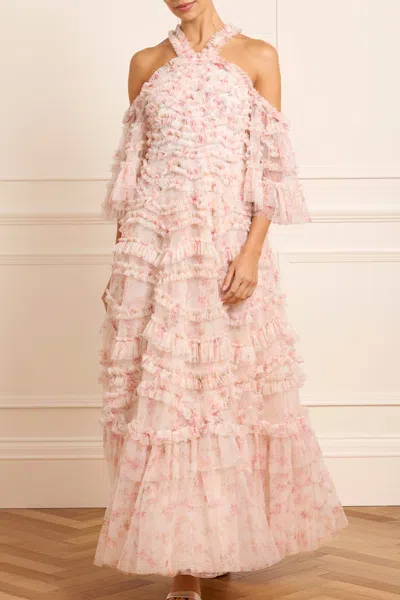 Needle & Thread Ophelia Ditsy Bronte Off-shoulder Gown In Multi