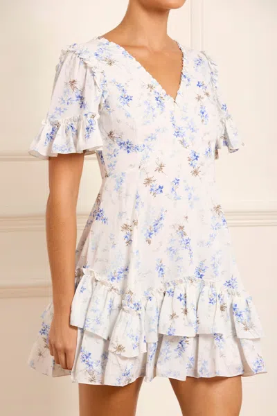 Needle & Thread Womens Moonshine Blue Ophelia Ruffled Recycled-polyester Mini Dress