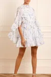 Needle & Thread Ophelia Ditsy Harper Chiffon Cape Micro Mini Dress In Multi