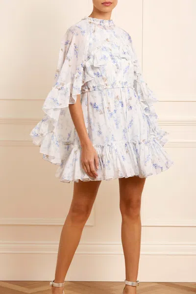 Needle & Thread Ophelia Ditsy Harper Chiffon Cape Micro Mini Dress In Multi