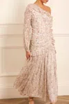 Needle & Thread Ophelia Ditsy Lurex One-shoulder Ankle Gown In Multi