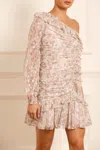 Needle & Thread Ophelia Floral Print One-shoulder Ruffle Tulle Mini-dress In Multi