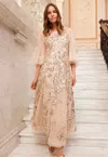 Needle & Thread Papillon Ankle Gown In Beige