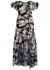 Needle & Thread Paradise Garden Susie Chiffon Dress In Black