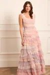 Needle & Thread Petra Ruffle Gown In Rainbow