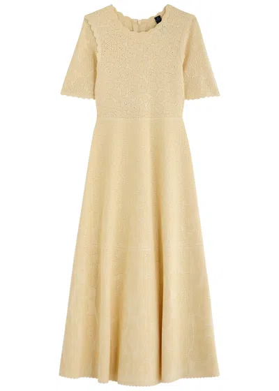 Needle & Thread Pointelle-knit Midi Dress In Yellow