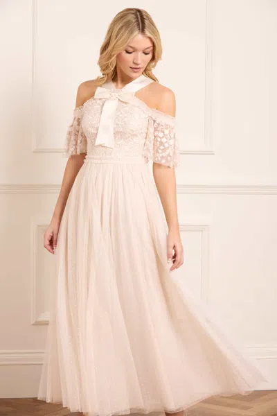 Needle & Thread Primrose Bodice Ankle Gown In Champagne
