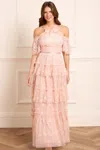 Needle & Thread Primrose Embroidered Tulle Gown In Pink