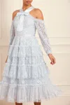 Needle & Thread Needle And Thread Womens Cloud Primrose Floral-embroidered Recycled-polyester Midi Dress In Blue