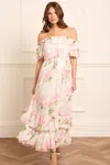 NEEDLE & THREAD NEEDLE & THREAD ROSE CHIFFON OFF-SHOULDER ANKLE GOWN