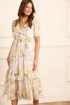 Needle & Thread Rose Chiffon Short Sleeve Ballerina Dress In Multi