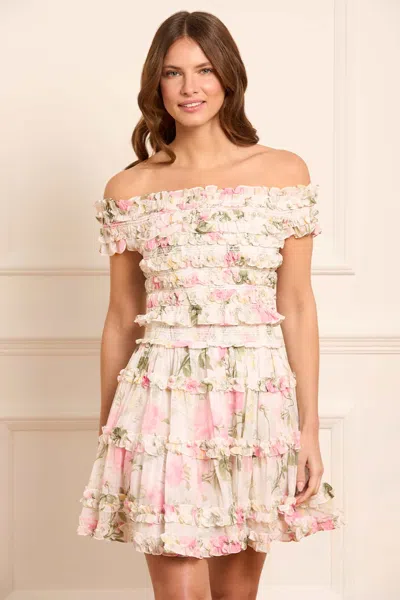 Needle & Thread Rose Chiffon Smocked Mini Skirt In Multi