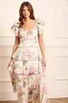 Needle & Thread Rose Cotton Backless Ankle Gown In Multi