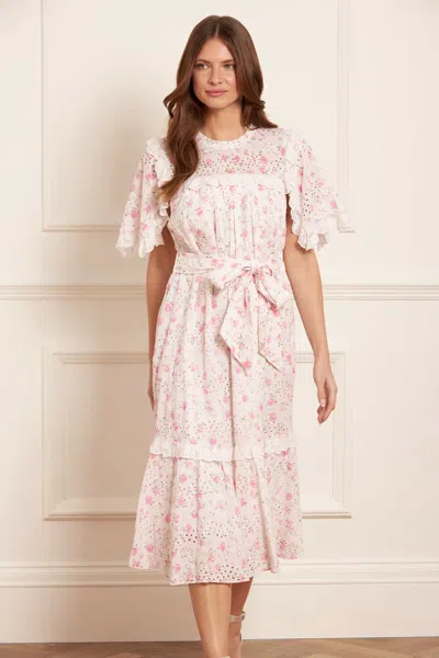 Needle & Thread Rose Ditsy Cotton Broderie Midaxi Dress In Multi