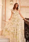 Needle & Thread Rose Lisette One-shoulder Gown In Multi