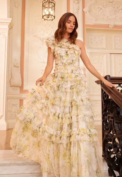 Needle & Thread Rose Lisette One-shoulder Gown In Multi