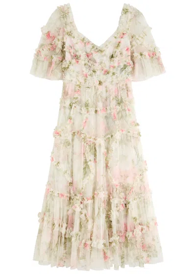 Needle & Thread Rose Maeve Floral-print Ruffled Tulle Gown In Pink