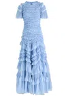Needle & Thread Wild Rose Short Sleeve Gown In Blue