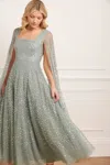 Needle & Thread Scatter Dot Cape Sleeve Ankle Gown