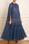 Needle & Thread Caped Gown In Blue