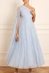 Needle & Thread Scatter Dot One-shoulder Sequin Ankle Gown In Blue