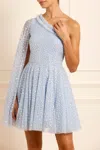 Needle & Thread Scatter Dot One-shoulder Mini Dress In Blue