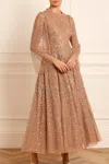 Needle & Thread Scatter Dot Round Neck Ankle Gown In Brown