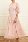 Needle & Thread Scatter Dot Short Cape Ankle Gown In Pink
