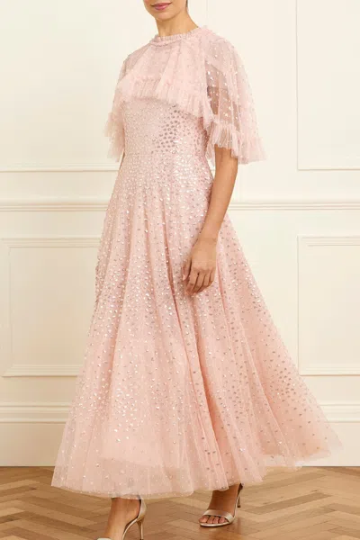 Needle & Thread Scatter Dot Short Cape Ankle Gown In Pink