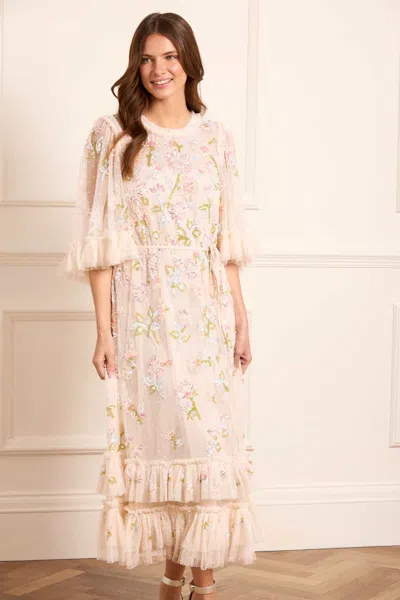 Needle & Thread Sequin Dandelion Gloss Ballerina Dress In Champagne