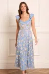Needle & Thread Sequin Dandelion Ruffle Ballerina Dress In Blue