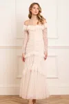 Needle & Thread Sequin Glimmer Rouched Off-shoulder Gown