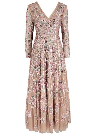 Needle & Thread Sequin Paradise Embellished Tulle Gown In Pink