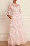 NEEDLE & THREAD NEEDLE & THREAD SHIMMER DITSY LONG SLEEVE GOWN