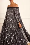 Needle & Thread Shooting Stars Cape Ankle Dress In Black