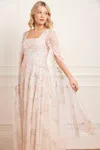 NEEDLE & THREAD NEEDLE & THREAD VERSAILLES DITSY CAPE SLEEVE ANKLE GOWN