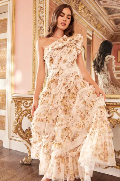 Needle & Thread Vintage Rose Aaliyah One-shoulder Ballerina Dress In Multi