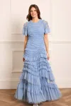 Needle & Thread Wild Rose Short Sleeve Gown In Blue
