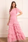 Needle & Thread Wild Rose Short Sleeve Gown In Pink