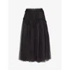 Needle & Thread Needle And Thread Womens Graphite Arabesque Frilled-trim Recycled-polyester Midi Skirt