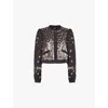 Needle & Thread Needle And Thread Womens Graphite Caramel Fern Sequin-embellishment Slim-fit Woven Jacket In Graphite Caramel