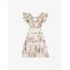 Needle & Thread Needle And Thread Womens Moonshine Paradise Garden Floral-print Organic-cotton Mini Dress In Moonshine