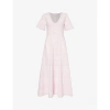 NEEDLE & THREAD NEEDLE AND THREAD WOMEN'S PEONY PINK SHORT-SLEEVED V-NECK RECYCLED-VISCOSE-BLEND MAXI DRESS