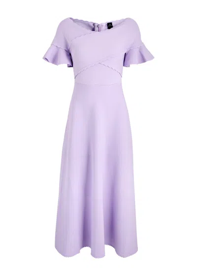 Needle & Thread Wrap Front Knitted Midi Dress In Lilac