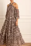 Needle & Thread Zebra Bronte Off-shoulder Gown In Multi
