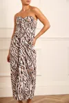 Needle & Thread Zebra Crepe Strapless Ankle Gown In Multi