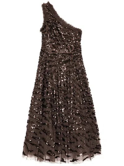 Needle & Thread One-shoulder Dress In Brown