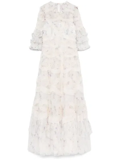 Needle & Thread Ophelia Ditsy Ingrid Gown In Neutrals