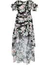 Needle & Thread Paradise Garden Susie Chiffon Dress In Black